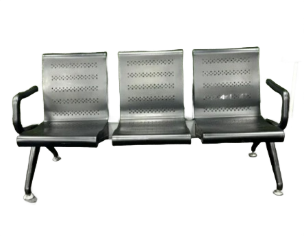Dr. Smith Matte Black Powder-Coated Metal 3-Seater Bench