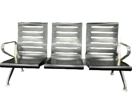 Dr. Smith Slotted Metal 3-Seater Waiting Chair with Chrome Trim