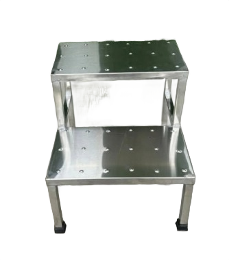 Dr. Smith Stainless Steel Double Step Stool with Dimpled Tread